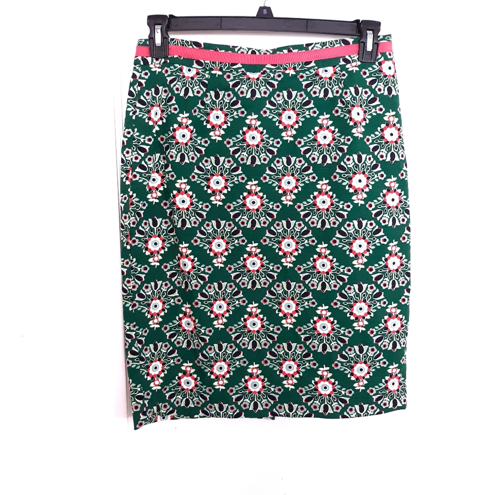 BODEN Floral A-line Skirt Green Coral Size 8R